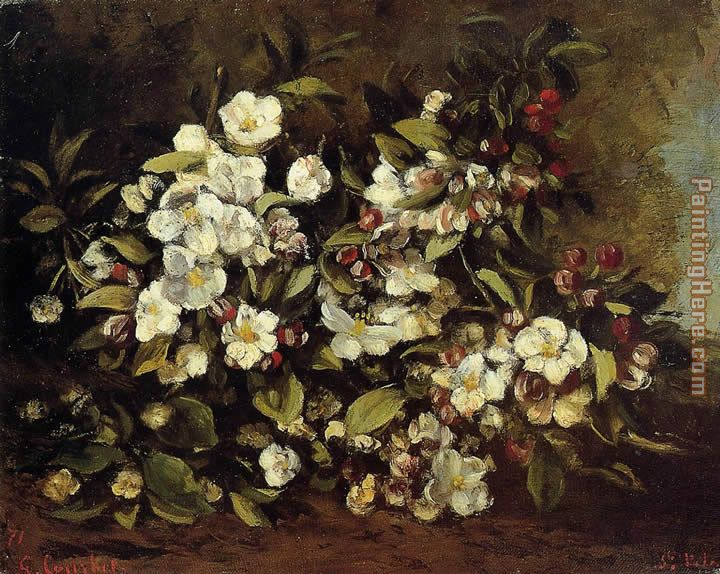 Flowering Apple Tree Branch painting - Gustave Courbet Flowering Apple Tree Branch art painting